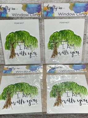 Lot of 4 Krafty Inc Window Cling I Am With You Isaiah 41:10 4x3" Brand New